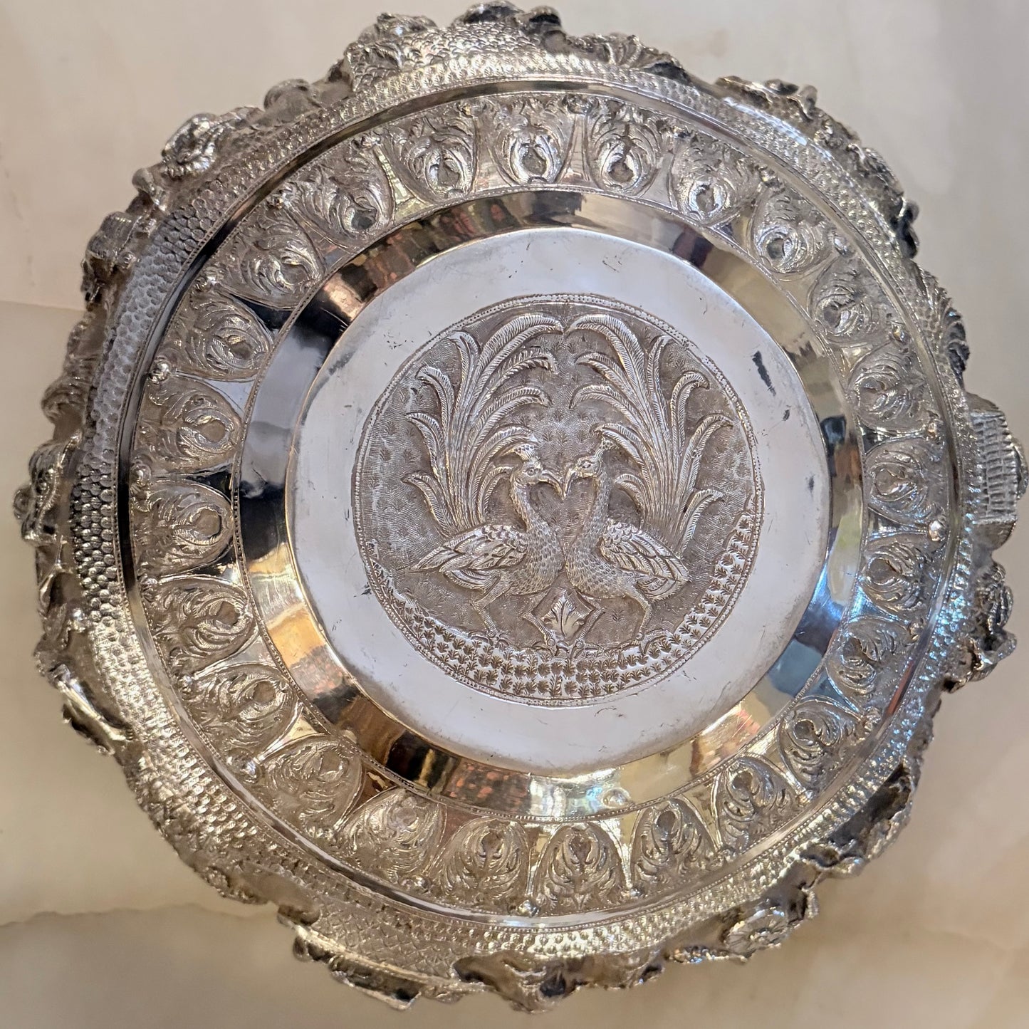 BURMESE SILVER NARRATIVE OFFERING BOWL (THABEIK), BURMA, LATE 19TH CENTURY