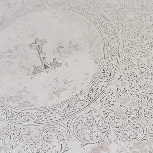 GEORGIAN ENGRAVED STERLING SILVER SALVER, SHEFFIELD, 1937