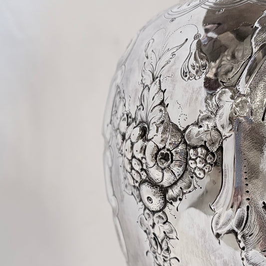 VICTORIAN REPOUSSÉ STERLING SILVER JUG, SHEFFIELD, 1871