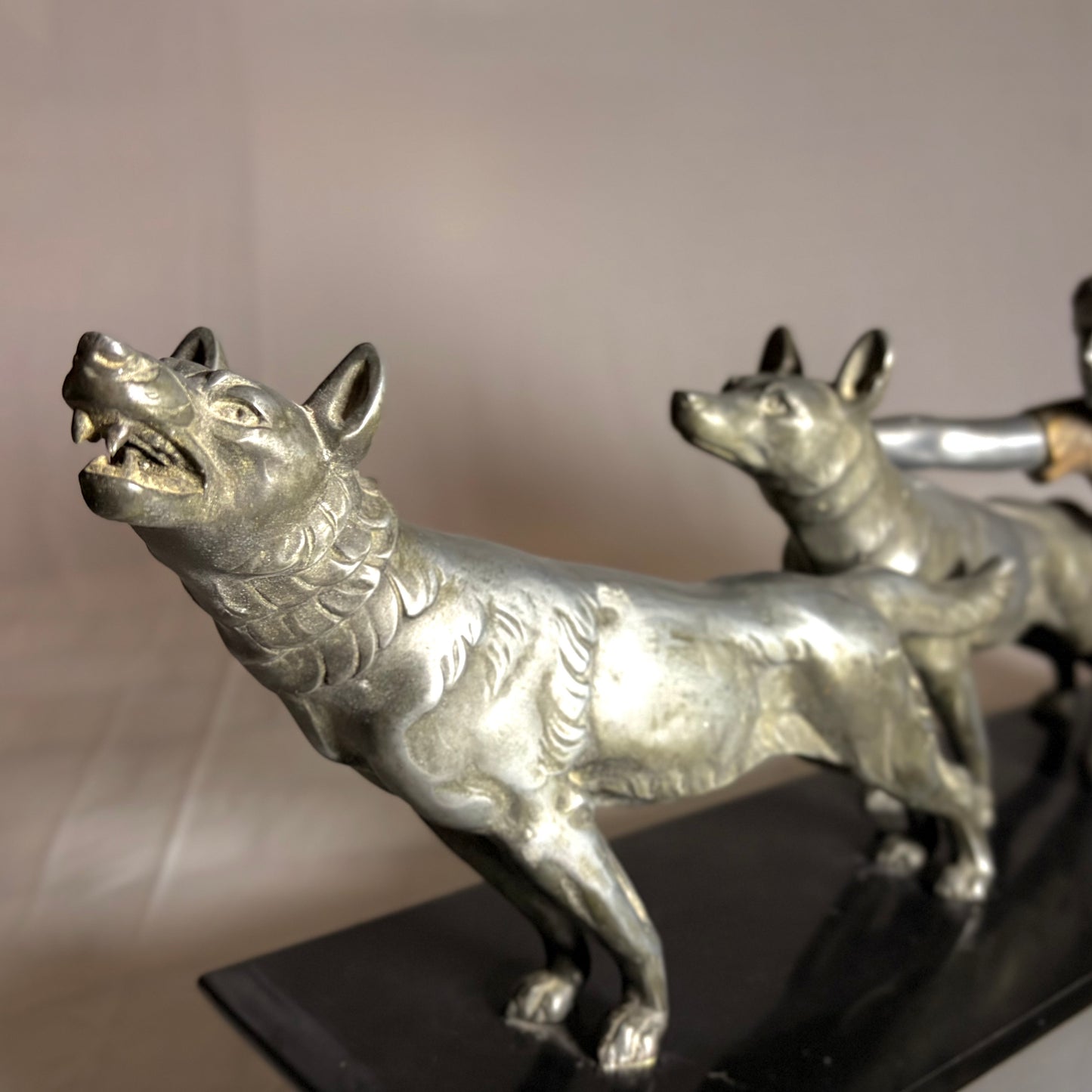 AN ART DECO SILVERED SPELTER FIGURE GROUP, FRANCE, 1920s