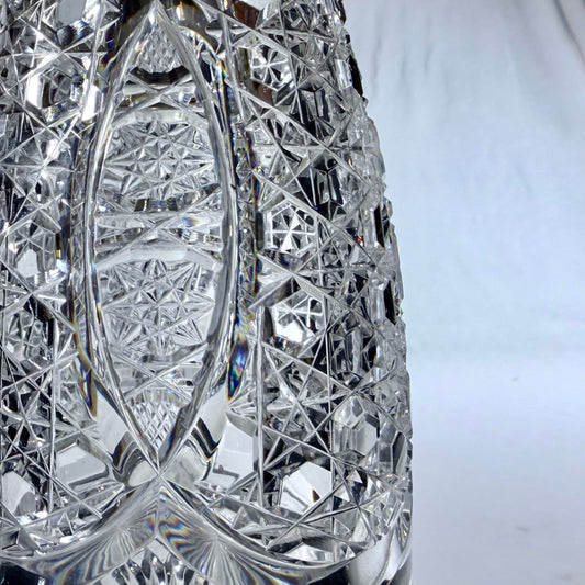 A FINE HOBNAIL AND STAR-CUT CRYSTAL DECANTER, BIRMINGHAM, 1920