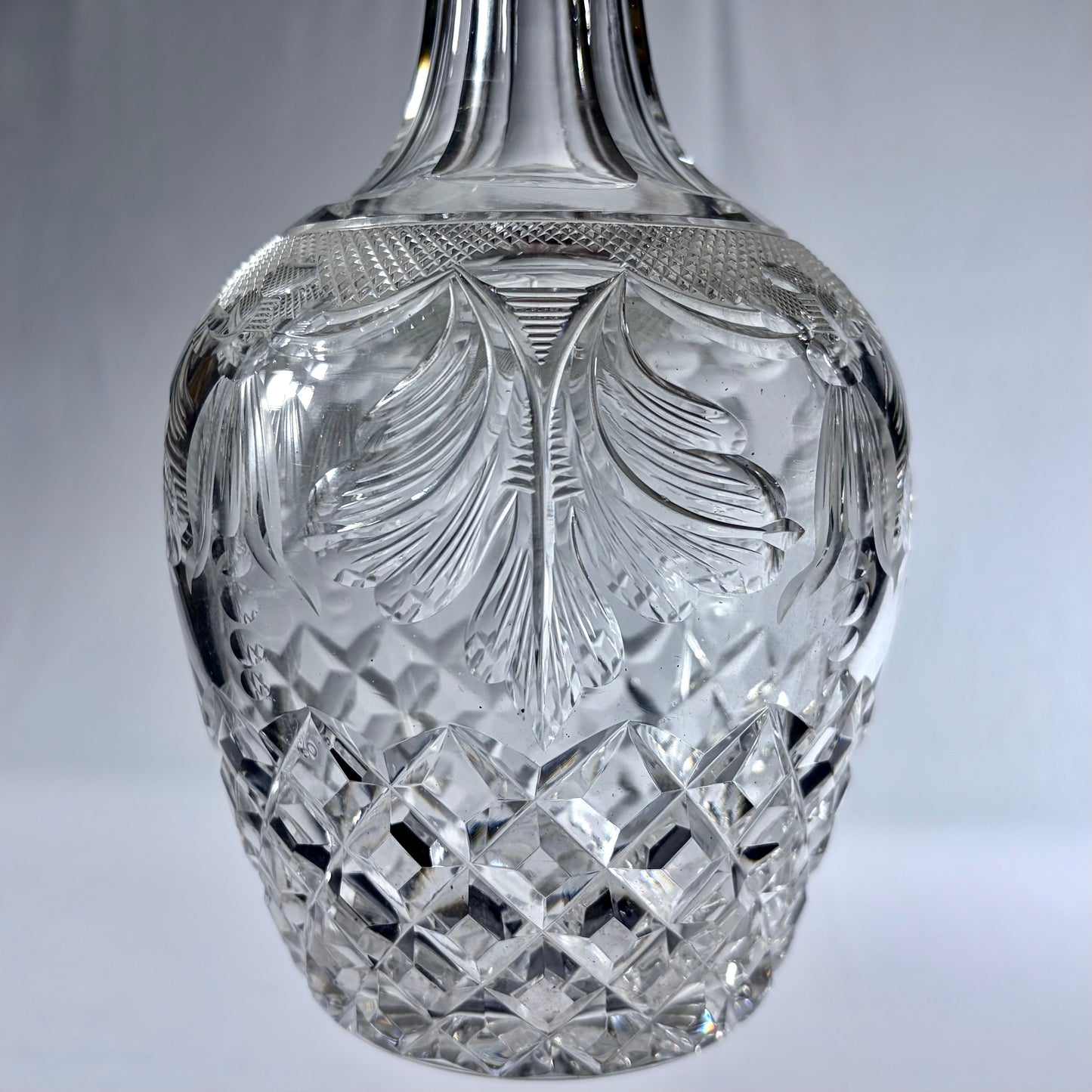 GEORGE V CUT GLASS AND STERLING SILVER MOUNTED DECANTER, SHEFFIELD, 1929