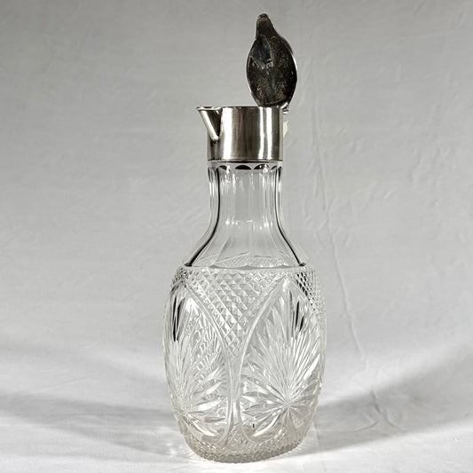 VICTORIAN CUT GLASS AND STERLING SILVER MOUNTED CLARET JUG, LONDON, 1896