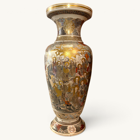 AN IMPOSING EARTHENWARE BALUSTER SATSUMA VASE, JAPAN, LATE 19TH CENTURY