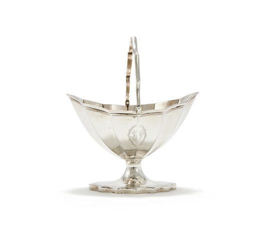 A GEORGE III SILVER SWING-HANDLED SUGAR BASKET, LONDON, 1790