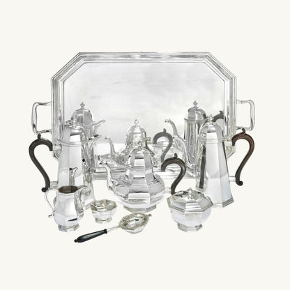 MODERN ELIZABETH II OCTAGONAL STERLING SILVER SEVEN-PIECE TEA AND COFFEE SERVICE, LONDON, 1997