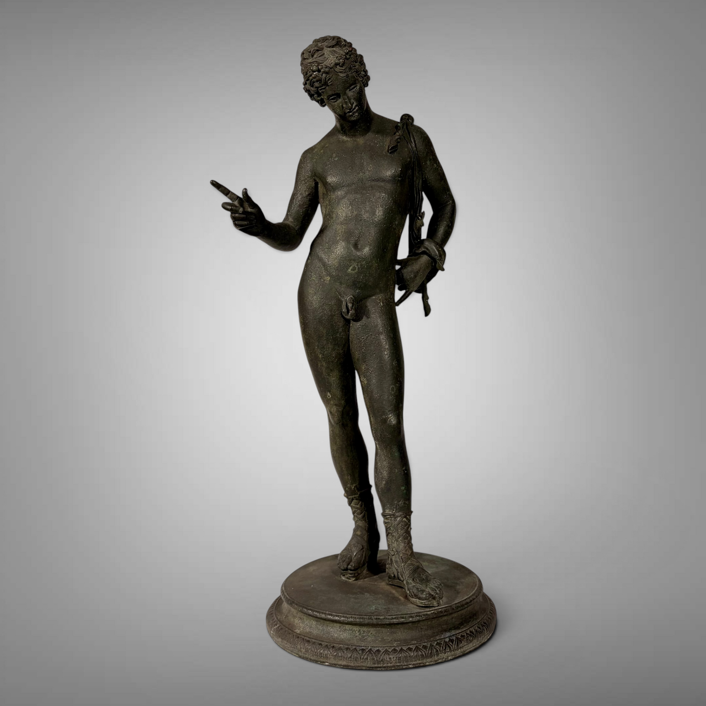 NEAPOLITAN GRAND TOUR PATINATED BRONZE NARCISSUS, ITALY, LATE 19th-CENTURY