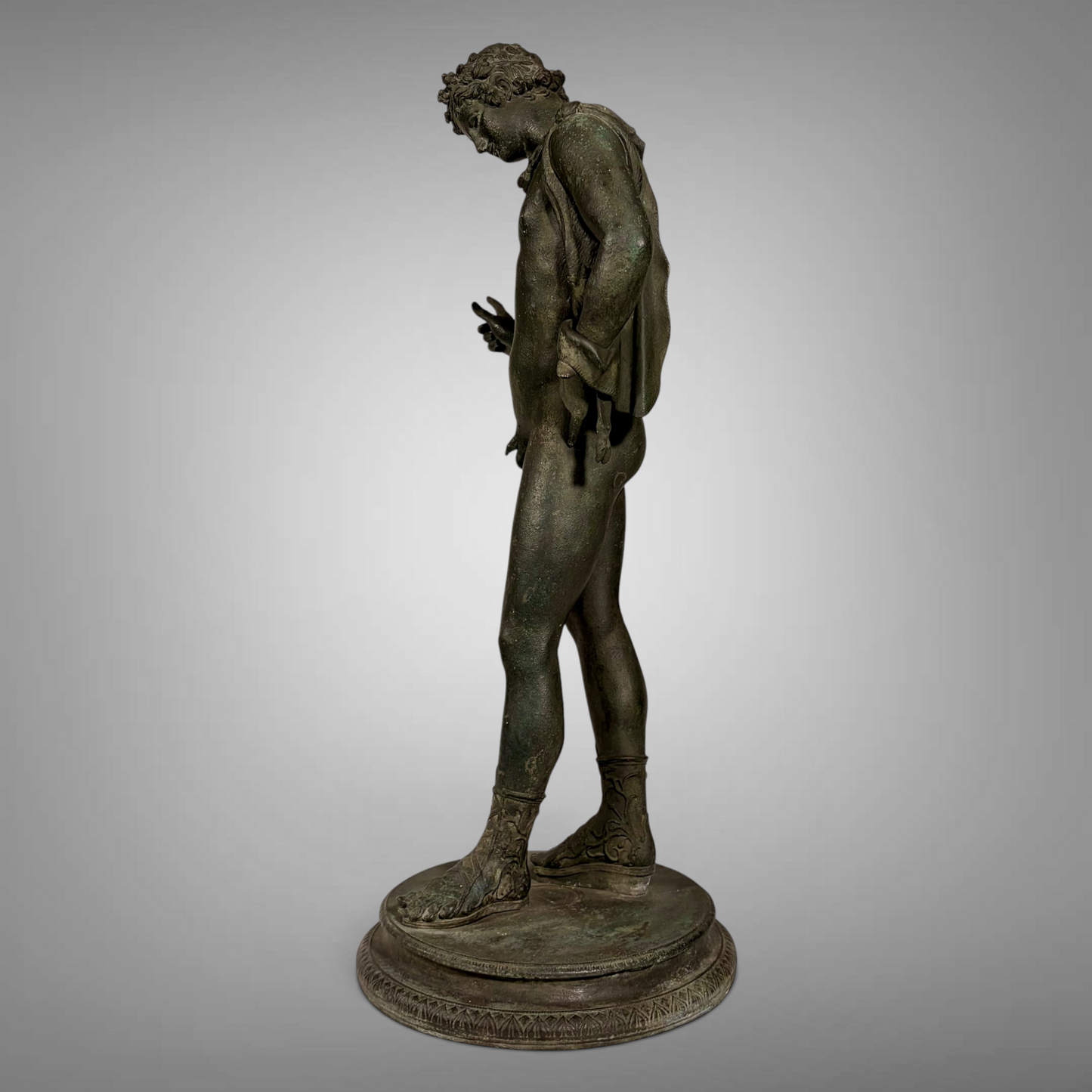 NEAPOLITAN GRAND TOUR PATINATED BRONZE NARCISSUS, ITALY, LATE 19th-CENTURY