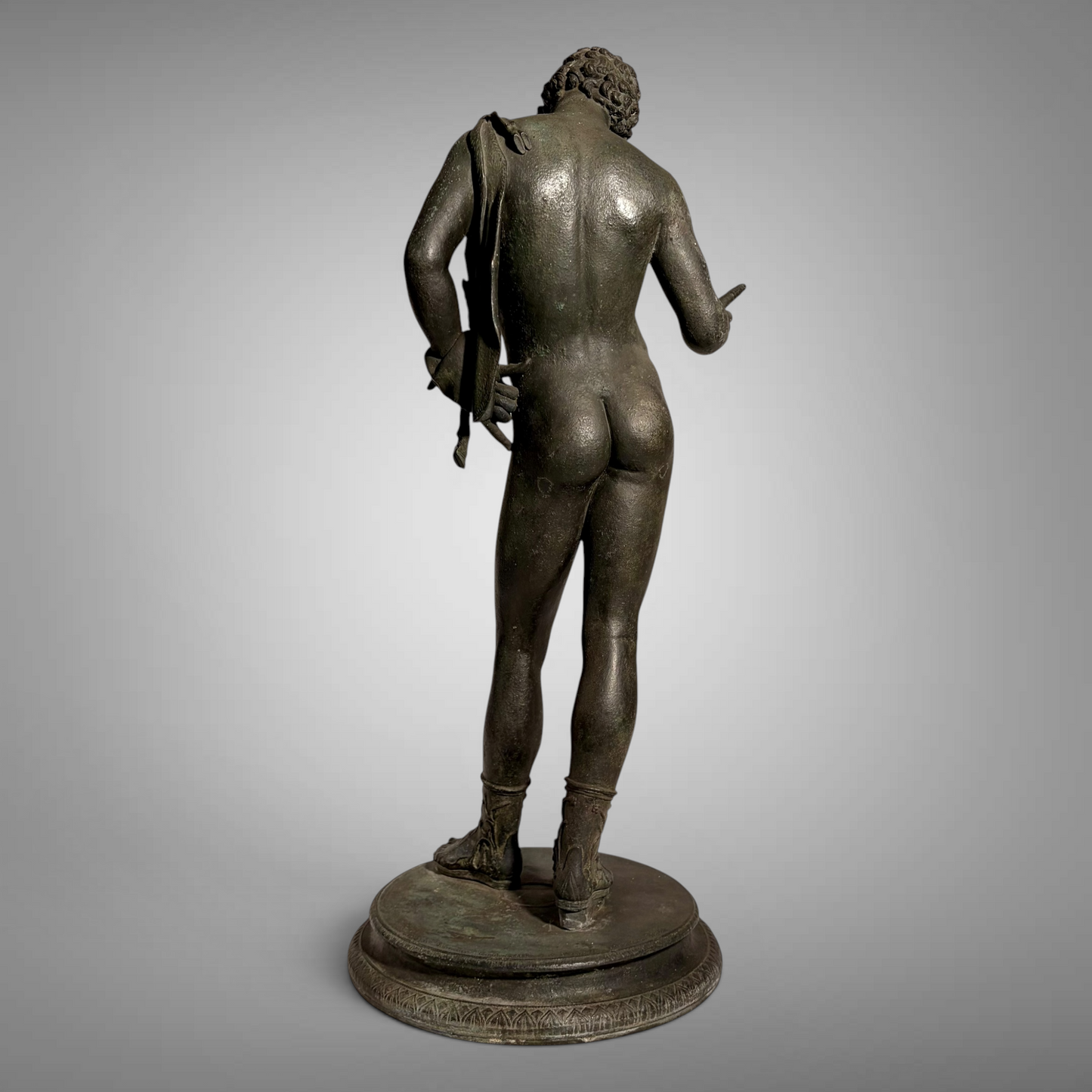 NEAPOLITAN GRAND TOUR PATINATED BRONZE NARCISSUS, ITALY, LATE 19th-CENTURY