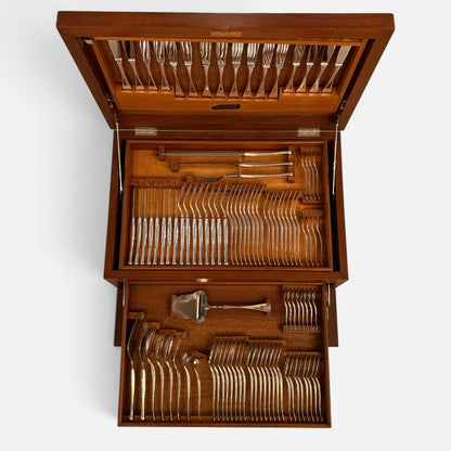 AN EXQUISITE STERLING SILVER 100-PIECE CUTLERY SET, DENMARK, EARLY 20TH CENTURY