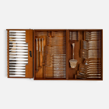 AN EXQUISITE STERLING SILVER 100-PIECE CUTLERY SET, DENMARK, EARLY 20TH CENTURY