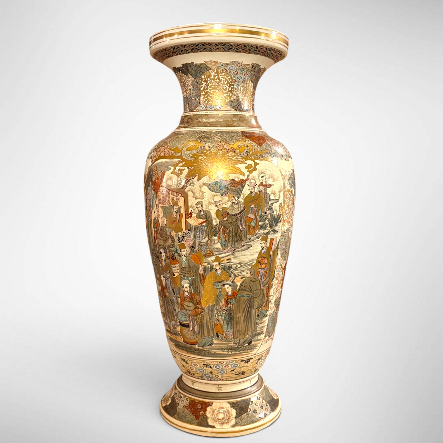 AN IMPOSING EARTHENWARE BALUSTER SATSUMA VASE, JAPAN, LATE 19TH CENTURY