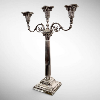 A VICTORIAN STERLING SILVER THREE-LIGHT CANDELABRUM, SHEFFIELD, 1900