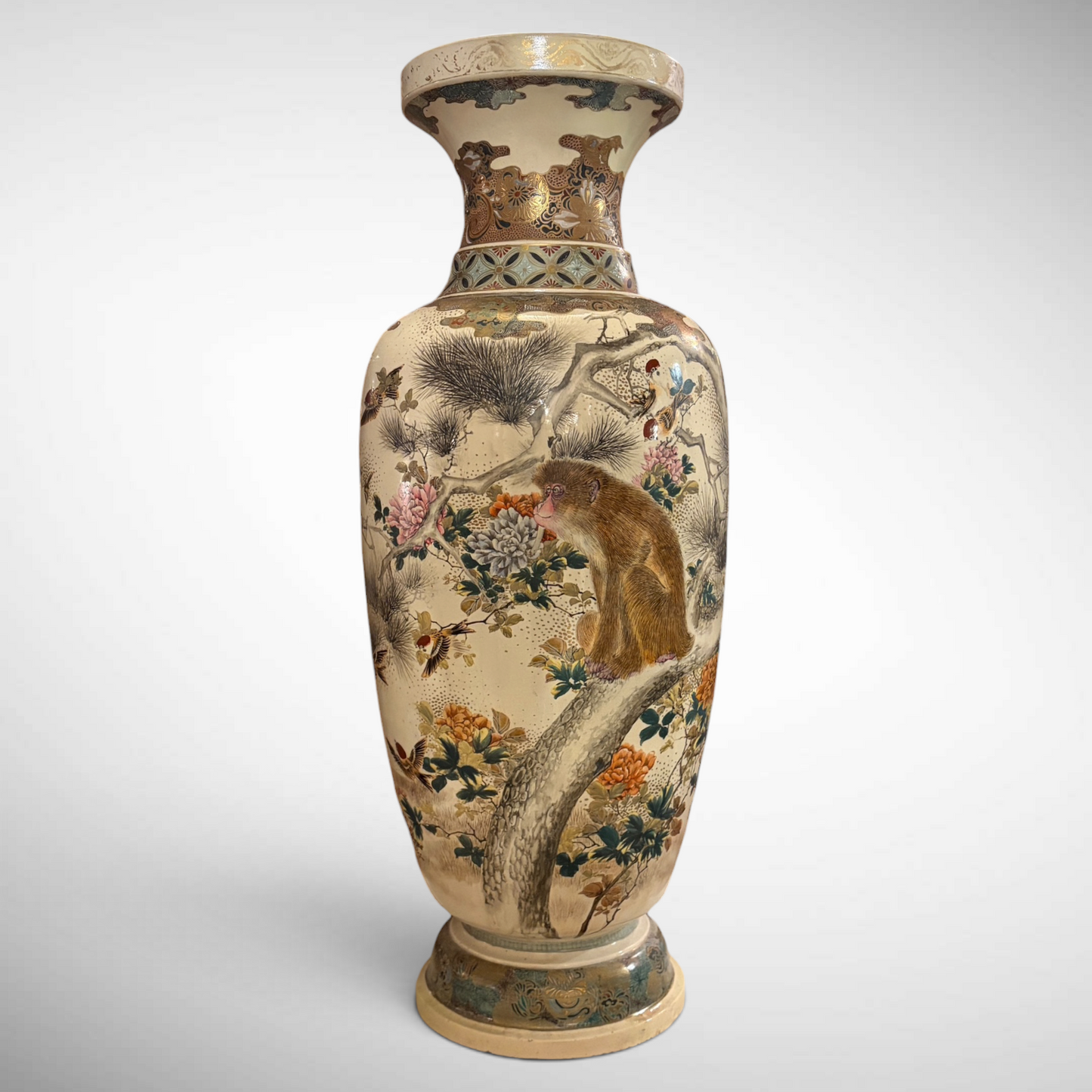 A MONUMENTAL MEIJI PERIOD SATSUMA EARTHENWARE BALUSTER VASE, JAPAN, LATE 19TH CENTURY