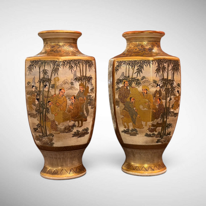 A PAIR OF EARTHENWARE SATSUMA VASES, JAPAN, LATE MEIJI PERIOD (1868–1912)