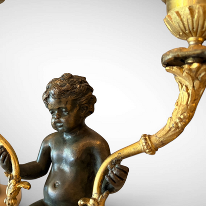 NAPOLEON III ORMOLU FIGURAL TWIN-LIGHT CANDELABRA, FRANCE, c.1870