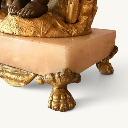 KLS Vaults Napoleon III candelabra base with ormolu paw feet and a soft-toned marble plinth