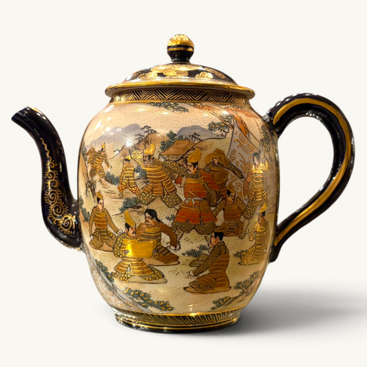 A COBALT AND GILT SATSUMA TEA SERVICE FOR SIX, JAPAN, TAISHŌ PERIOD (1910–1930)