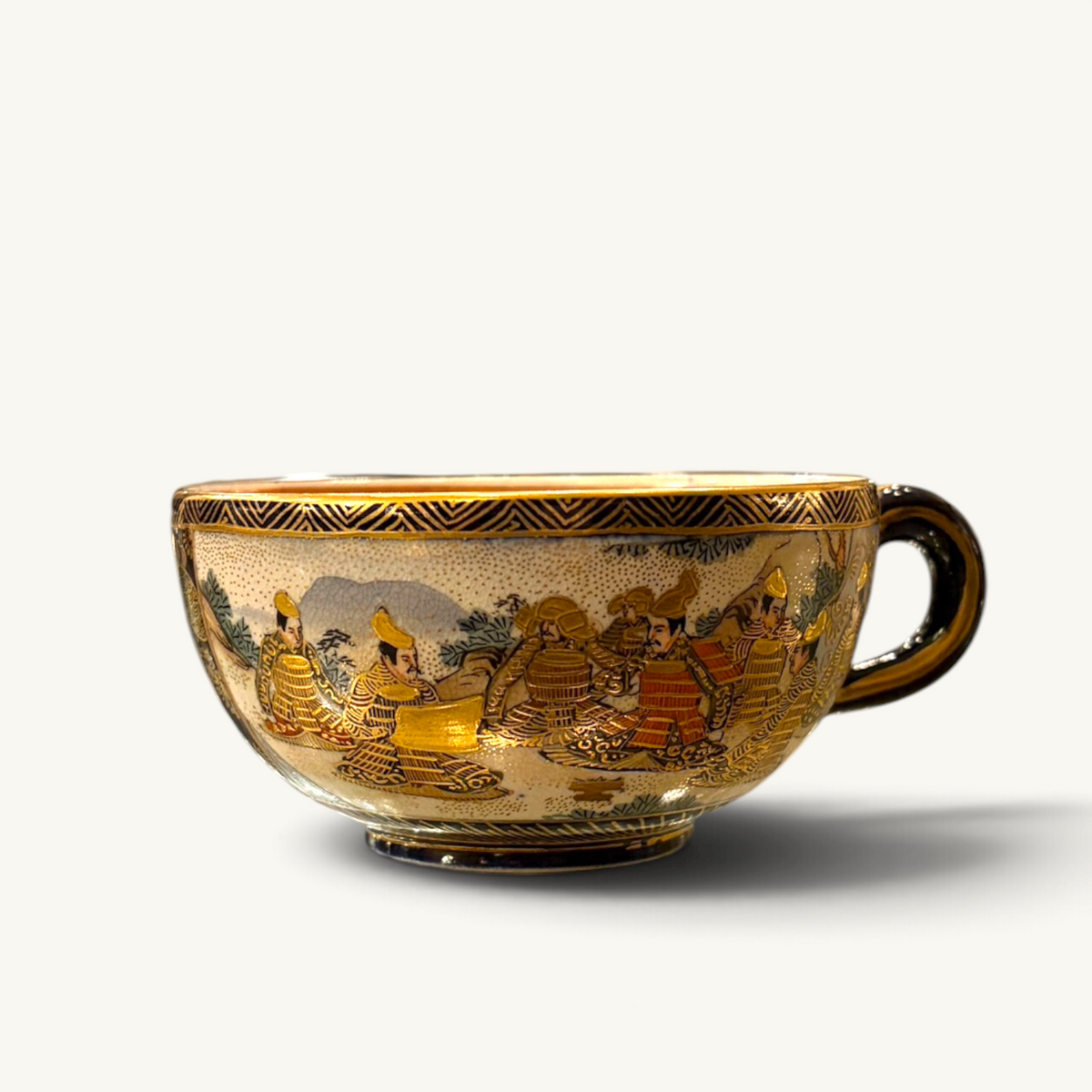 A COBALT AND GILT SATSUMA TEA SERVICE FOR SIX, JAPAN, TAISHŌ PERIOD (1910–1930)