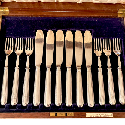 A VICTORIAN STERLING SILVER FISH SERVICE FOR SIX, SHEFFIELD, 1894