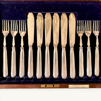 A VICTORIAN STERLING SILVER FISH SERVICE FOR SIX, SHEFFIELD, 1894