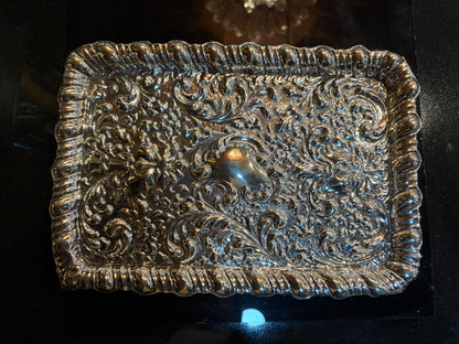 EDWARDIAN REPOUSSÉ STERLING SILVER DRESSING TABLE TRAY, BIRMINGHAM, 1902
