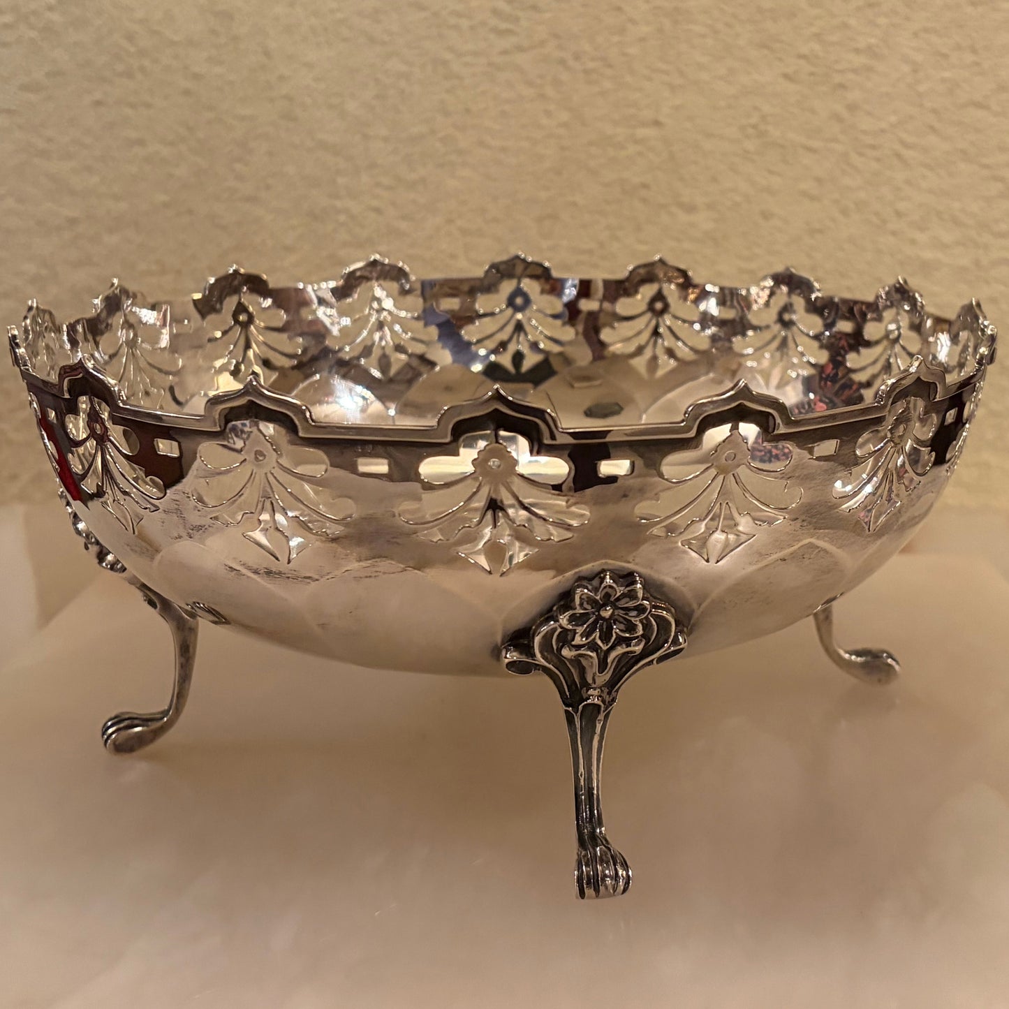 GEORGE VI PIERCED STERLING SILVER CENTERPIECE, BIRMINGHAM, 1949