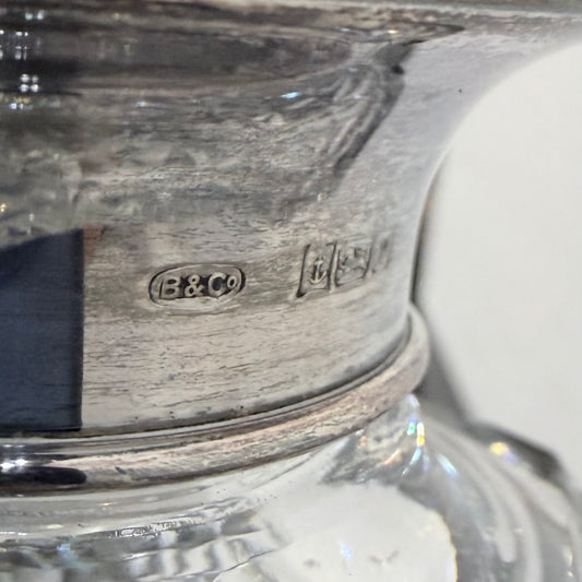 ELIZABETH II CUT-GLASS AND SILVER MOUNTED DECANTER, BIRMINGHAM, 1989