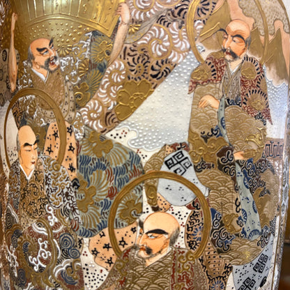 A PAIR OF MONUMENTAL SATSUMA EARTHENWARE VASES, JAPAN, MEIJI PERIOD (1868–1912)