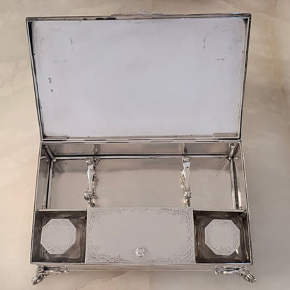 AN IMPORTANT MID-VICTORIAN HEAVY-GAUGE STERLING SILVER STANDISH, LONDON, 1853