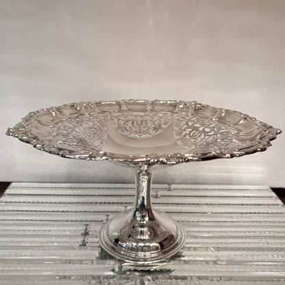 LATE EDWARDIAN PIERCED STERLING SILVER TAZZA, CHESTER, 1913