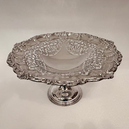 LATE EDWARDIAN PIERCED STERLING SILVER TAZZA, CHESTER, 1913