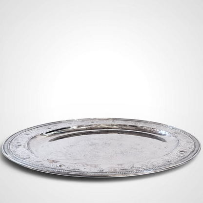 LARGE GEORGE V CHASED STERLING SILVER PLATTER, NEW YORK, 1917