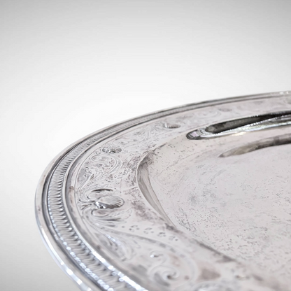 LARGE GEORGE V CHASED STERLING SILVER PLATTER, NEW YORK, 1917