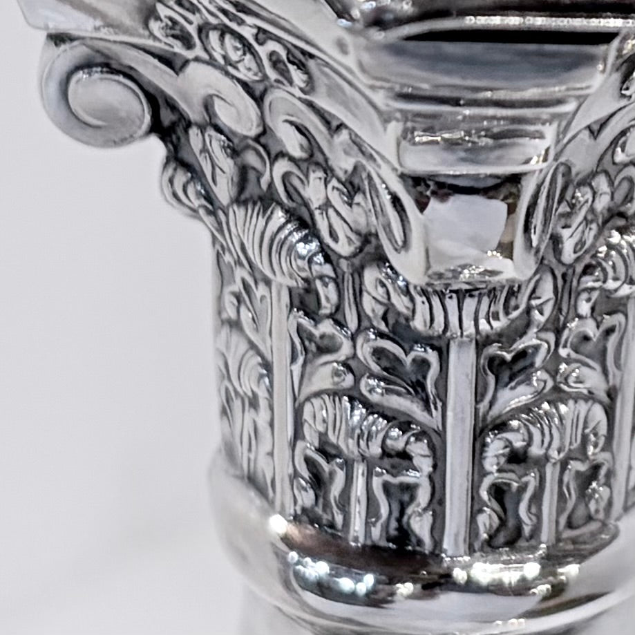PAIR OF CORINTHIAN COLUMN STERLING SILVER CANDLESTICKS, LONDON, 1964