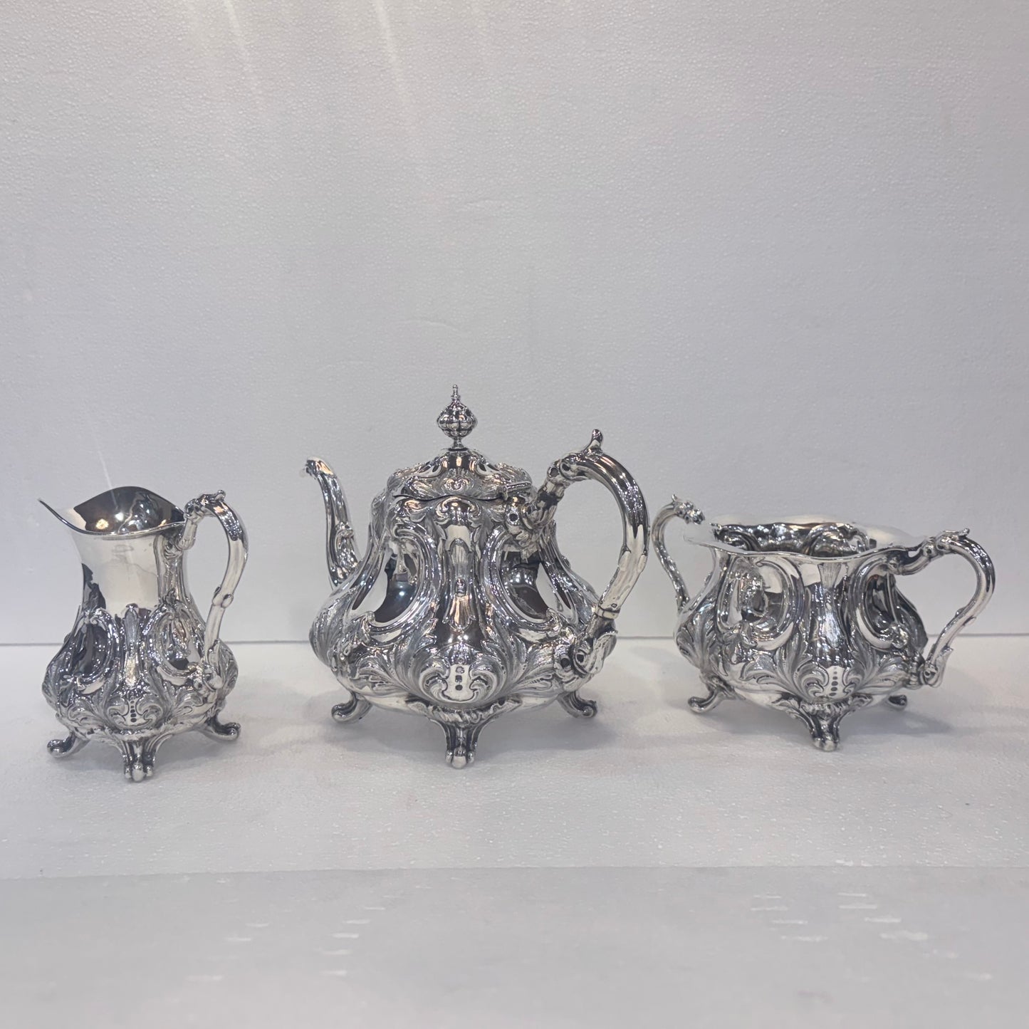 LATE VICTORIAN STERLING SILVER THREE-PIECE TEA SERVICE, SHEFFIELD, 1898