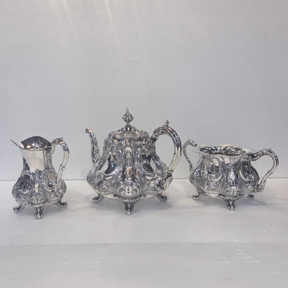 LATE VICTORIAN STERLING SILVER THREE-PIECE TEA SERVICE, SHEFFIELD, 1898