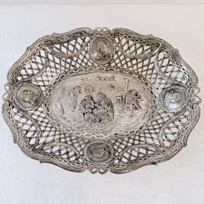 LATE 19TH CENTURY REPOUSSÉ .800 SILVER RETICULATED CENTERPIECE, HANAU, C. 1890
