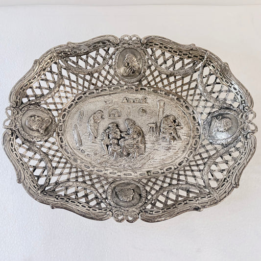 LATE 19TH CENTURY REPOUSSÉ .800 SILVER RETICULATED CENTERPIECE, HANAU, C. 1890