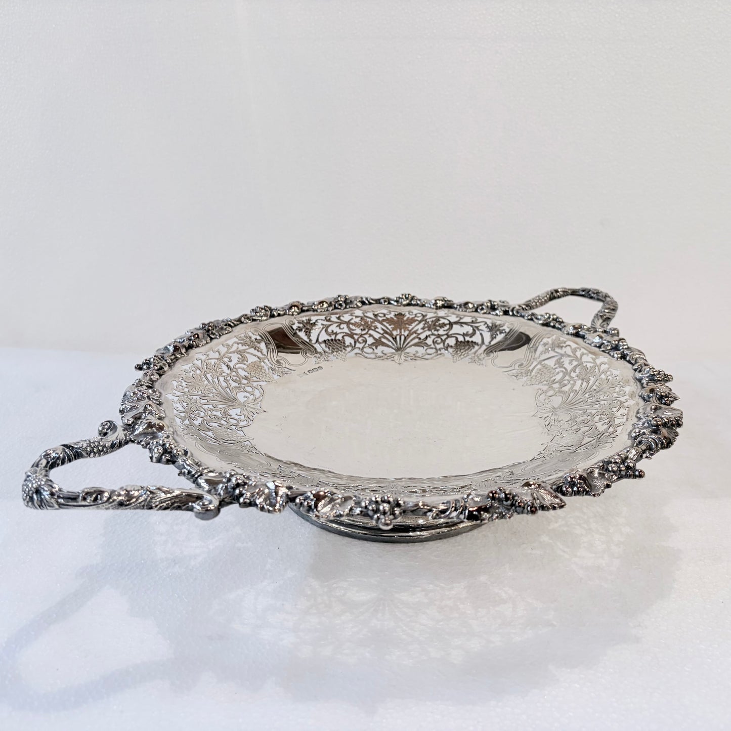 ELIZABETH II PIERCED STERLING SILVER FOOTED CENTERPIECE BOWL, SHEFFIELD, 1960