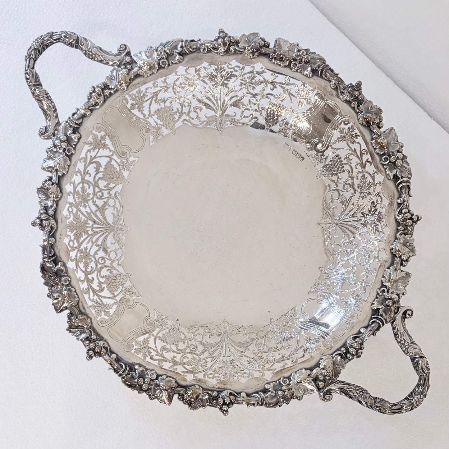 ELIZABETH II PIERCED STERLING SILVER FOOTED CENTERPIECE BOWL, SHEFFIELD, 1960