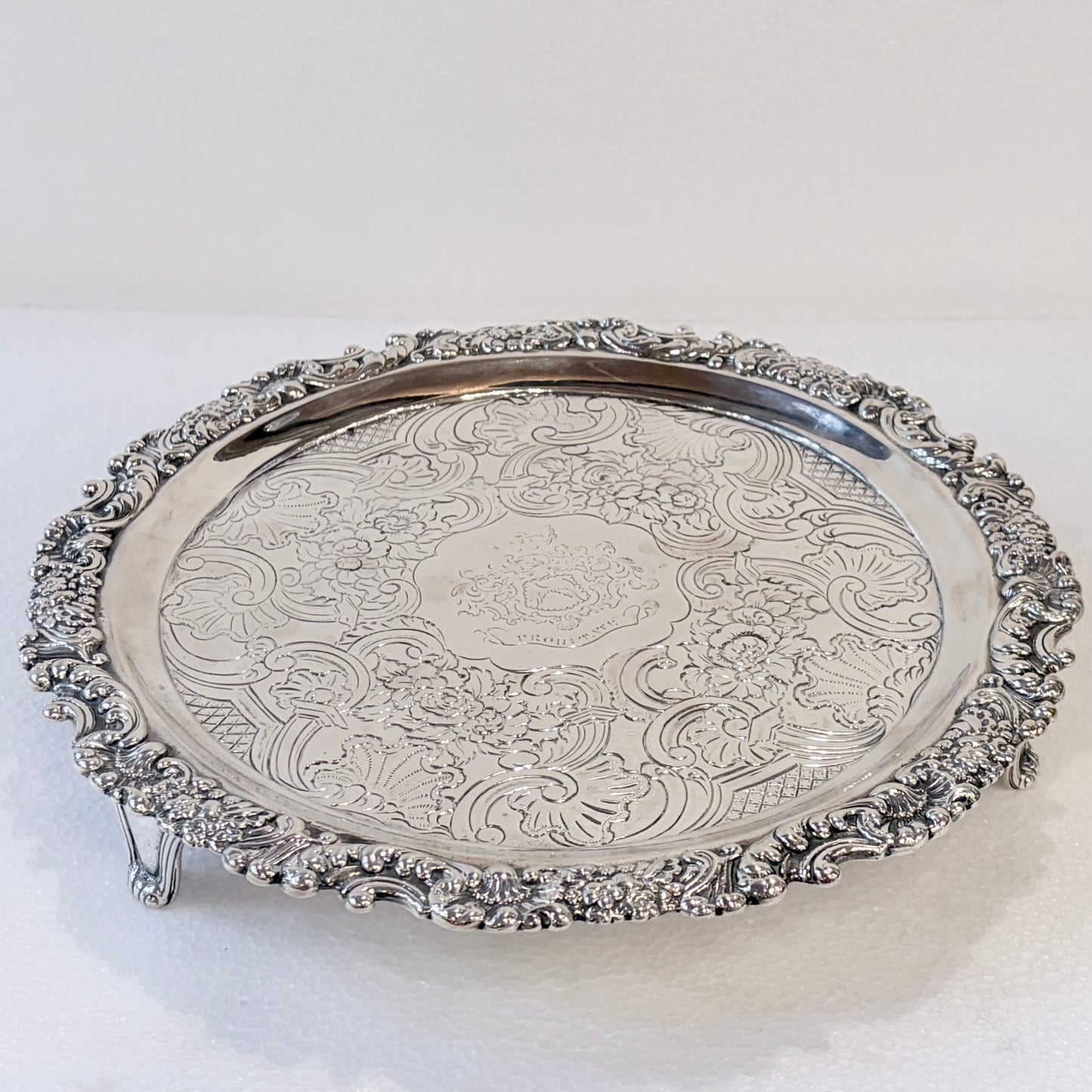 WILLIAM IV CHASED STERLING SILVER SALVER, EDINBURGH, 1831
