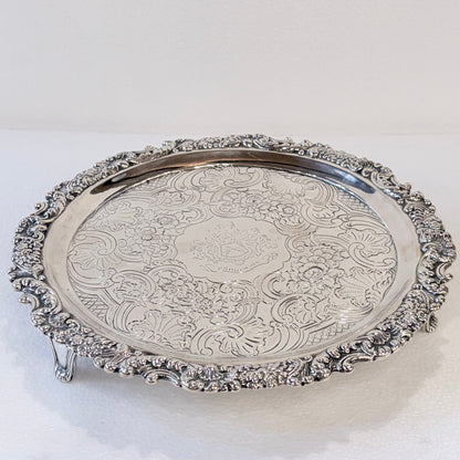 WILLIAM IV CHASED STERLING SILVER SALVER, EDINBURGH, 1831