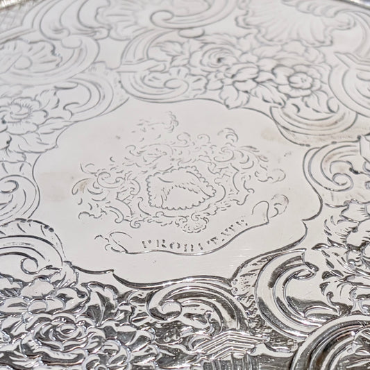 WILLIAM IV CHASED STERLING SILVER SALVER, EDINBURGH, 1831
