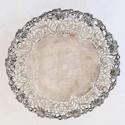 ELIZABETH II PIERCED STERLING SILVER TAZZA, SHEFFIELD, 1959
