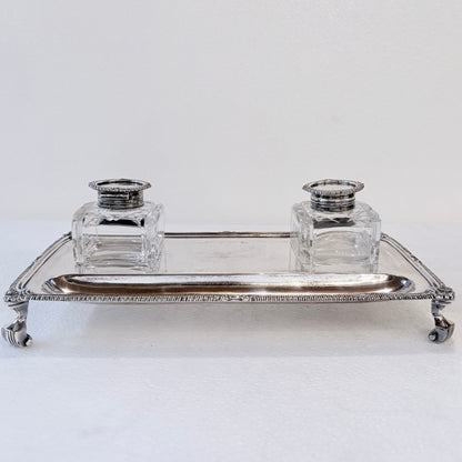 EDWARDIAN GADROONED STERLING SILVER INKSTAND, LONDON, 1905