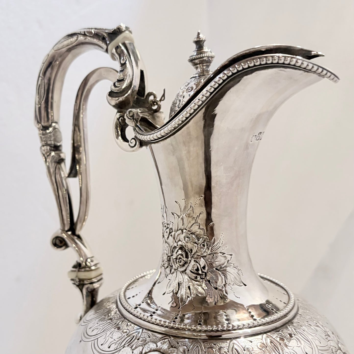 VICTORIAN REPOUSSÉ STERLING SILVER JUG, SHEFFIELD, 1871