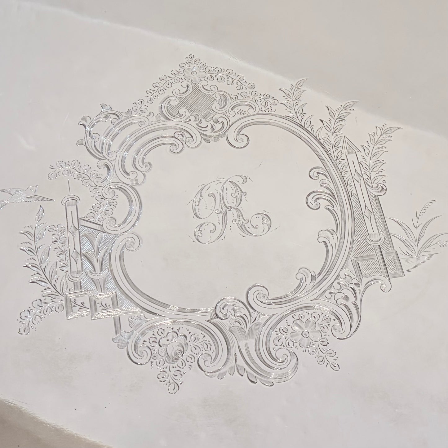 A VICTORIAN PIERCED AND ENGRAVED STERLING SILVER SERVING TRAY, SHEFFIELD, 1894
