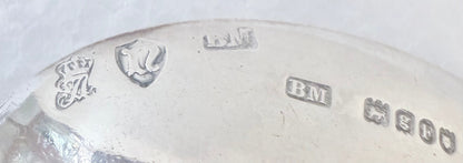 EDWARDIAN CAST STERLING SILVER MARRIAGE SPOON, HANAU (IMPORTED TO LONDON), 1902