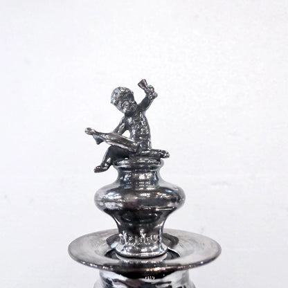 FROSTED AND ETCHED FIGURAL GLASS PERFUME BOTTLE, LONDON, 1902